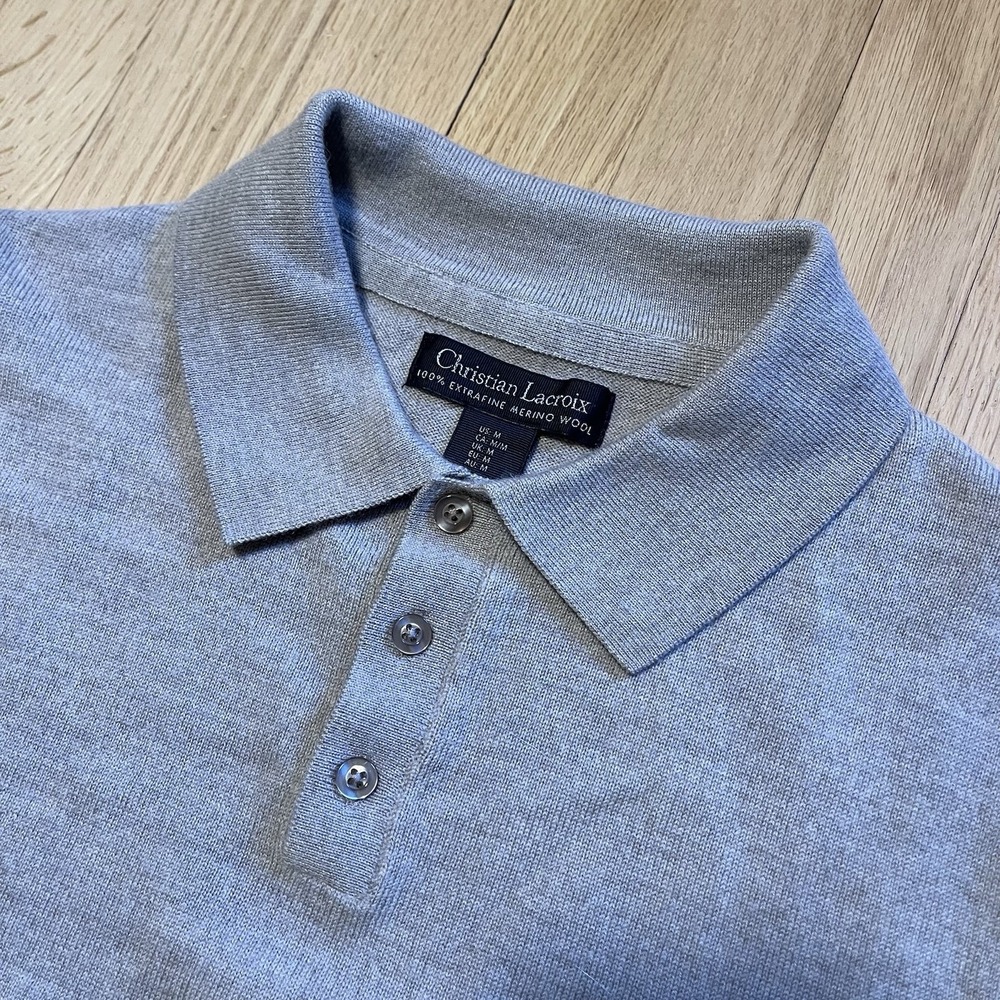 Christian Lacroix Polo Sweater 100% Extrafine Merino Wool Burgandi Size Large